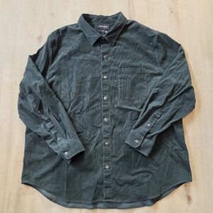 Bonobos Men's Corduroy Button Front Long Sleeve Shirt Size 2XL Green
